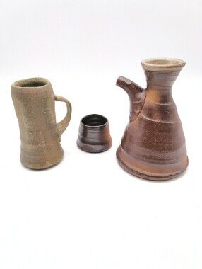 Handcrafted Rustic Studio Pottery Set - 3 Pieces; Pitcher, Mug, Cup